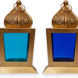 antique collection Blue, Gold Iron Hanging Lantern-picture-12