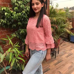 mumraa Casual Bell Sleeves Self Design Women Pink Top image 3