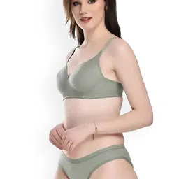 Aamarsh Cotton Non Padded Bra & Mid-Rise Brief image 2