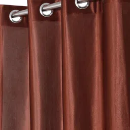 Fashion String Brown & White Set of 3 Floral Long Door Curtain image 3