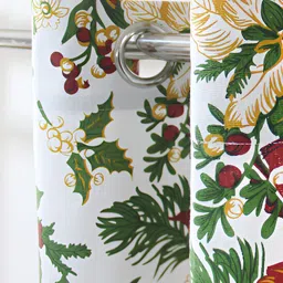 Airwill Brown & White 2Pcs Floral Room Darkening Long Door Curtain image 2