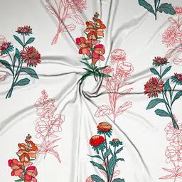 SEJ by Nisha Gupta White & Red Floral Window Curtain image 3