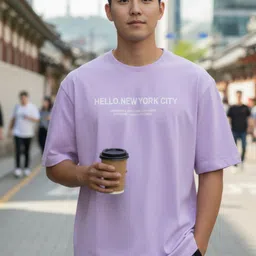 flyind vogue outfit Men Printed, Graphic Print Round Neck Cotton Blend Purple T-Shirt-picture-11