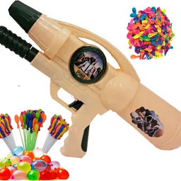 brown leaf (1 Pichkari+ 3 Magic Balloon+ 100 Water Balloon)for Kids Holi & Summer Party Fun Water Gun-picture-25