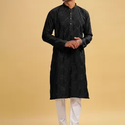 anouk Men Embroidered Cotton Blend Straight Kurta image 5