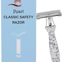 PSR Double Edge Butterfly Safety Razor (SS-95 Marble White, Men-image-48