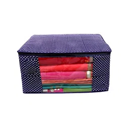 Kuber Industries Blue 6 Pieces Polka Dot Printed Foldable Wardrobe Organisers image 3