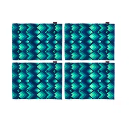 AEROHAVEN Teal Green & Blue Set Of 4 Geometric Printed Table Placemats image 4