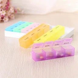 blubasket 7 Days Weekly 28 Compartments Pill Box Morning Noon Night Medicine Pill Organizer Pill Box image 5
