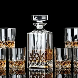 cqz Crystal Clear 7Pcs Bar Set,1 Decanter Bottle(850ml) with 6Whiskey Glass(330ml) Decanter image 1