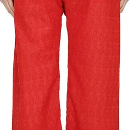 pinovo Women Regular Fit Red Cotton Blend Trousers image 2
