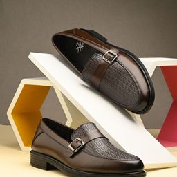 House Of Pataudi Men Brown Faux Leather Formal Slip On Loafers Slip On For Men-picture-20