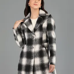 honnete 100 % Polyester Checkered Coat For Women image 4