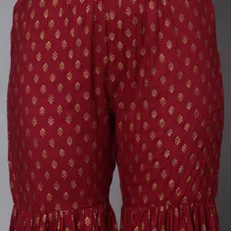 HERE&NOW Women Maroon Ethnic Motifs Printed Kurta with Palazzos & With Dupatta image 5