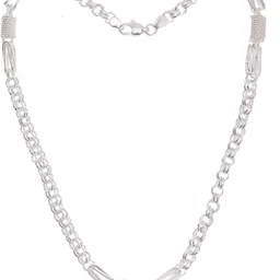 gvlv SILVERPLATED WHITEMETAL HANDMADE NECKCHAIN FOR MEN AND BOYS Silver Plated Alloy Chain image 2