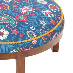 Chumbak Bohemian Blue & Pink Paisley Printed Ottoman image 3