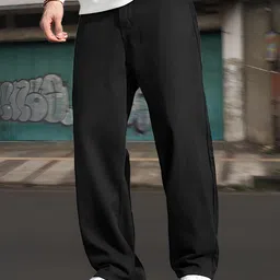 starvielle Men Relaxed Fit Mid Rise Black Jeans image 3