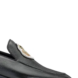 SHUTIQ Men Textured Embellished Leather Loafers image 3