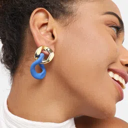 SOHI Gold-Plated Contemporary Drop Earrings image 5