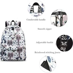 sizzling Small 15 L Laptop Backpack Cute Cate Backpack, Girls Fashion Daypack, Grey and White Pattern image 5