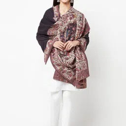 La Vastraa Ethnic Motifs Woven Design Pure Wool Shawl image 4