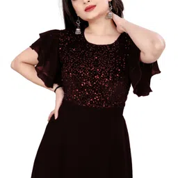 wazix clothing Women Maxi Maroon, Black Full Length Dress image 4
