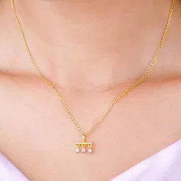 GIVA 14K Yellow Gold Honour Batch Diamond Pendant-1.07 gm image 5