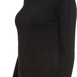 ap'pulse Women Solid Round Neck Pure Cotton Black T-Shirt image 2