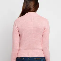 Status Quo Women Pink Acrylic Cardigan image 4