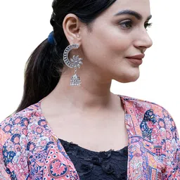 Shining Jewel - By Shivansh Silver Plated Contemporary Jhumkas image 4