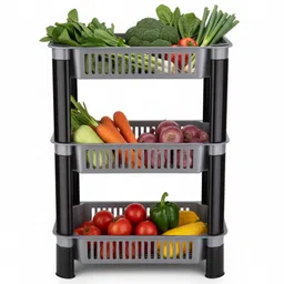mitoxi Multi-Layer Kitchen Organizer Stand for Vegetables, Fruits & Essentials Plastic Kitchen Trolley image 4