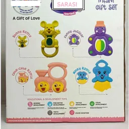 sarasi New Born Baby Cute Rattle Set (4 Pcs Set) A Gift Of Love [Multicolor] Rattle image 2