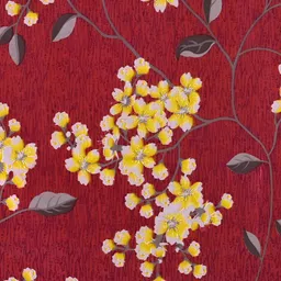 Aura Red & Yellow 2 Pieces Floral Regular Long Door Curtains image 4