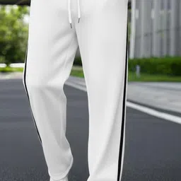 dockstreet Men Solid White Track Pants image 3