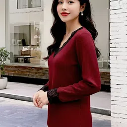 tops nova Casual Regular Sleeves Solid Women Black Top image 3