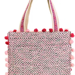 boho girl Women Pink, Beige Tote image 5