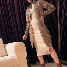 Berrylush Self Designed Open Front Sweater image 4