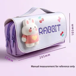 takhatmal 3D Design Cute Cartoon pencil pouch Large Capacity Zipper Pouch For Kids Rabbit Animal Theme Pencil Box Art Canvas Pencil Box image 5