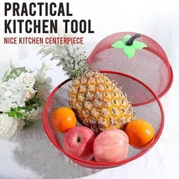 tribeazi Apple Shape Fruits & Vegetables Basket with Net Cover Steel Fruit & Vegetable Basket image 4