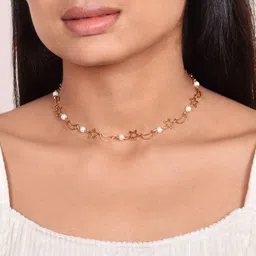 city sign Moon & Star Gold-Tone Choker Necklace for women and girls Brass Necklace image 1