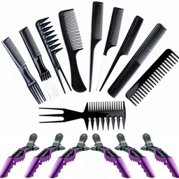 eltihr 16Pcs Hair Combs Set - (10Pcs Hair Combs + 6Pcs Hair Clips) Rat Tail Combs-picture-24