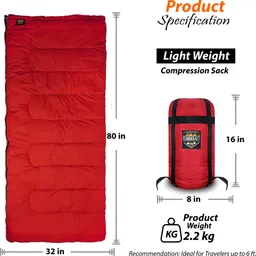 rhinokraft Cotton Flannel| Water Resistant | Travel Pillow | Trekking Travelling & Camping Sleeping Bag image 2