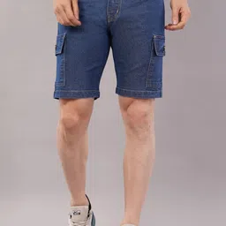 Solid Men Denim Blue Denim Shorts-image-22
