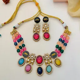 ABDESIGNS Stone-Studded Jewellery Set image 2
