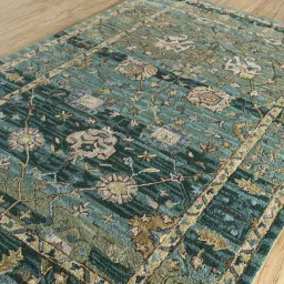 Green Persian Wool 8 ft x 10 ft Hand Tufted Carpet by Jaipur Rugs image 1