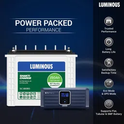 luminous Zolt 1100 Pure Sine Wave Inverter with Shakti Charge 18060 150Ah Tubular Inverter Battery image 2
