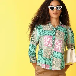 v-mart Women Regular Fit Printed Spread Collar Casual Shirt-picture-25