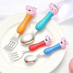 ridzy Peppa Pig Stainless Steel Dessert Spoon & fork set ( 2 spoons & 2 fork) Stainless Steel Tea Spoon, Table Spoon, Sugar Spoon, Coffee Spoon, Measuring Spoon Set image 3