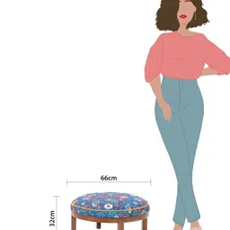 Chumbak Bohemian Blue & Pink Paisley Printed Ottoman image 2