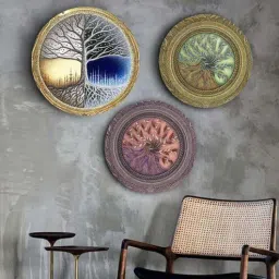 Round Multicolour The Wishing Tree Canvas Set Of 3 Art Print By The Artment-picture-11